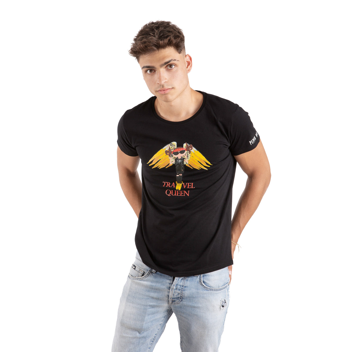 Camiseta Travel Queen negra infantil