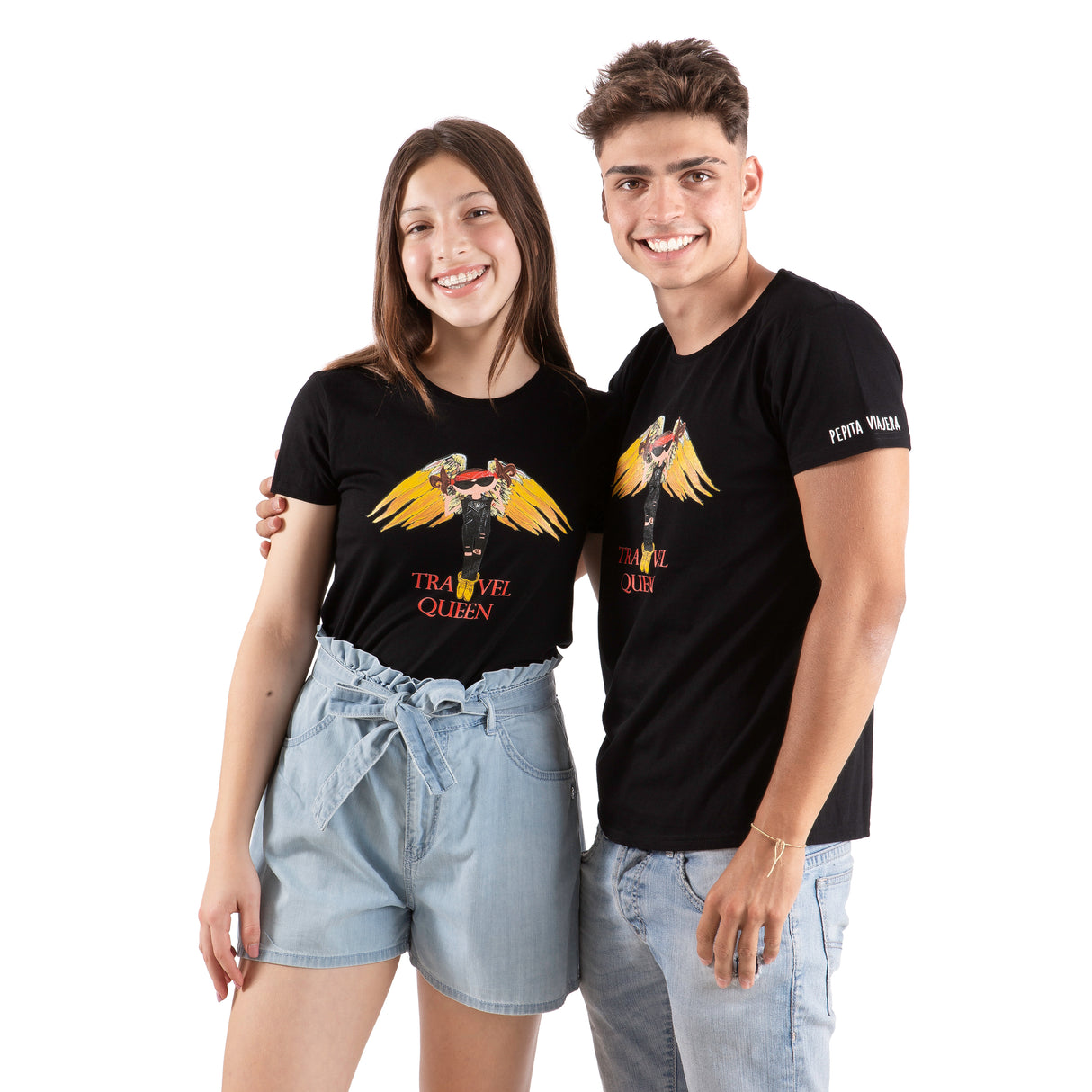 Camiseta Travel Queen negra infantil