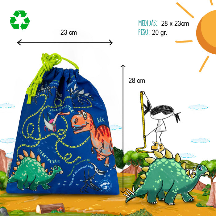 Bolsa de almuerzo reciclada Dinosaurios