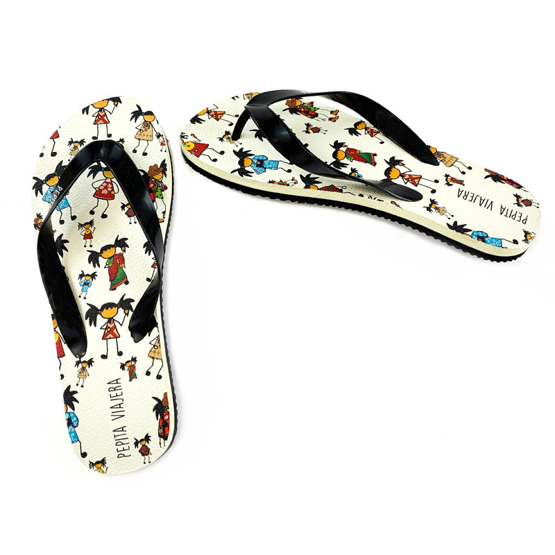 Pack Beach con Chanclas, Botella Térmica y Mochila blanda Pepitas del Mundo