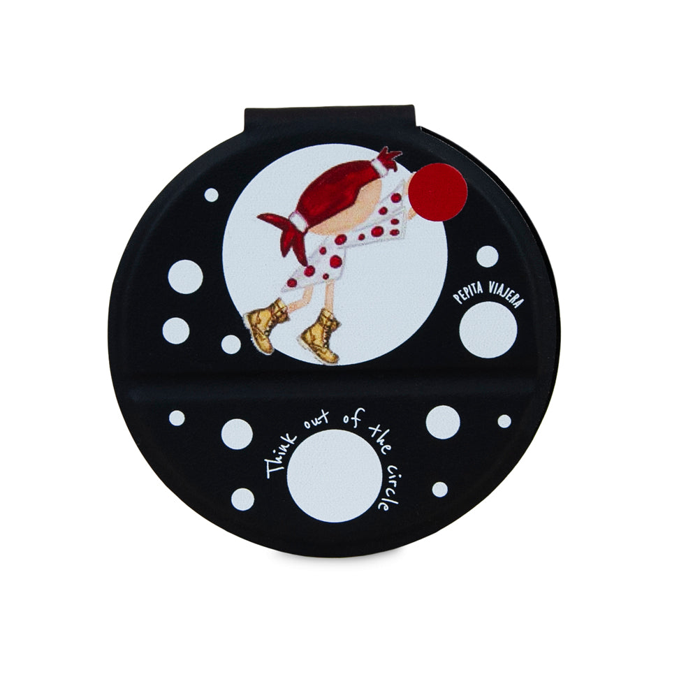Espejo compacto irrompible de acero inoxidable Pepikusama negro
