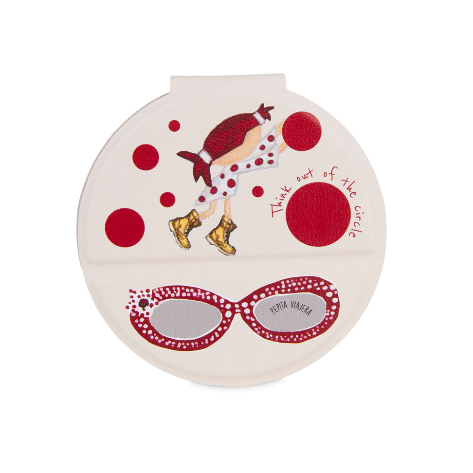 Espejo compacto irrompible de acero inoxidable Pepikusama beige