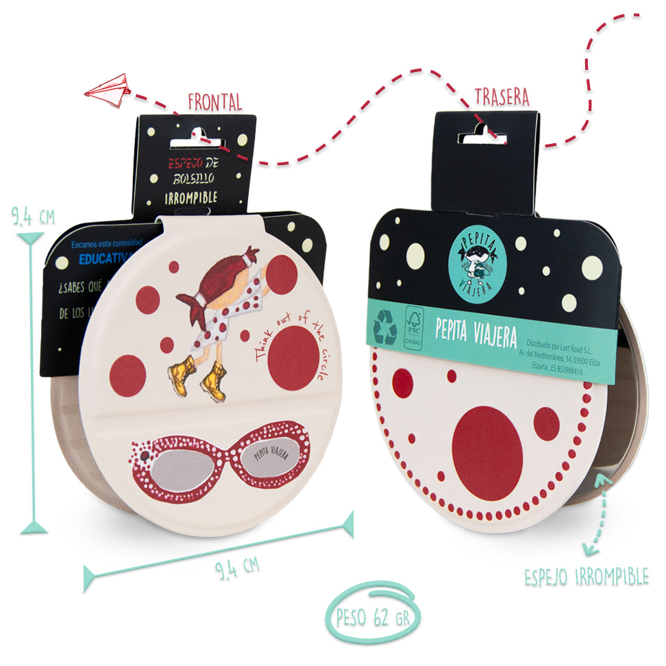 Espejo compacto irrompible de acero inoxidable Pepikusama beige