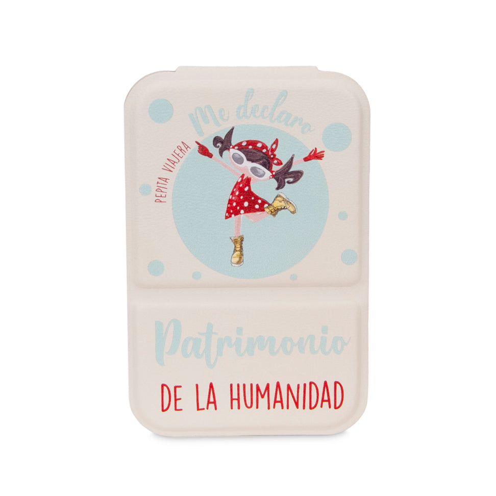 Espejo compacto irrompible de acero inoxidable Patrimonio beige