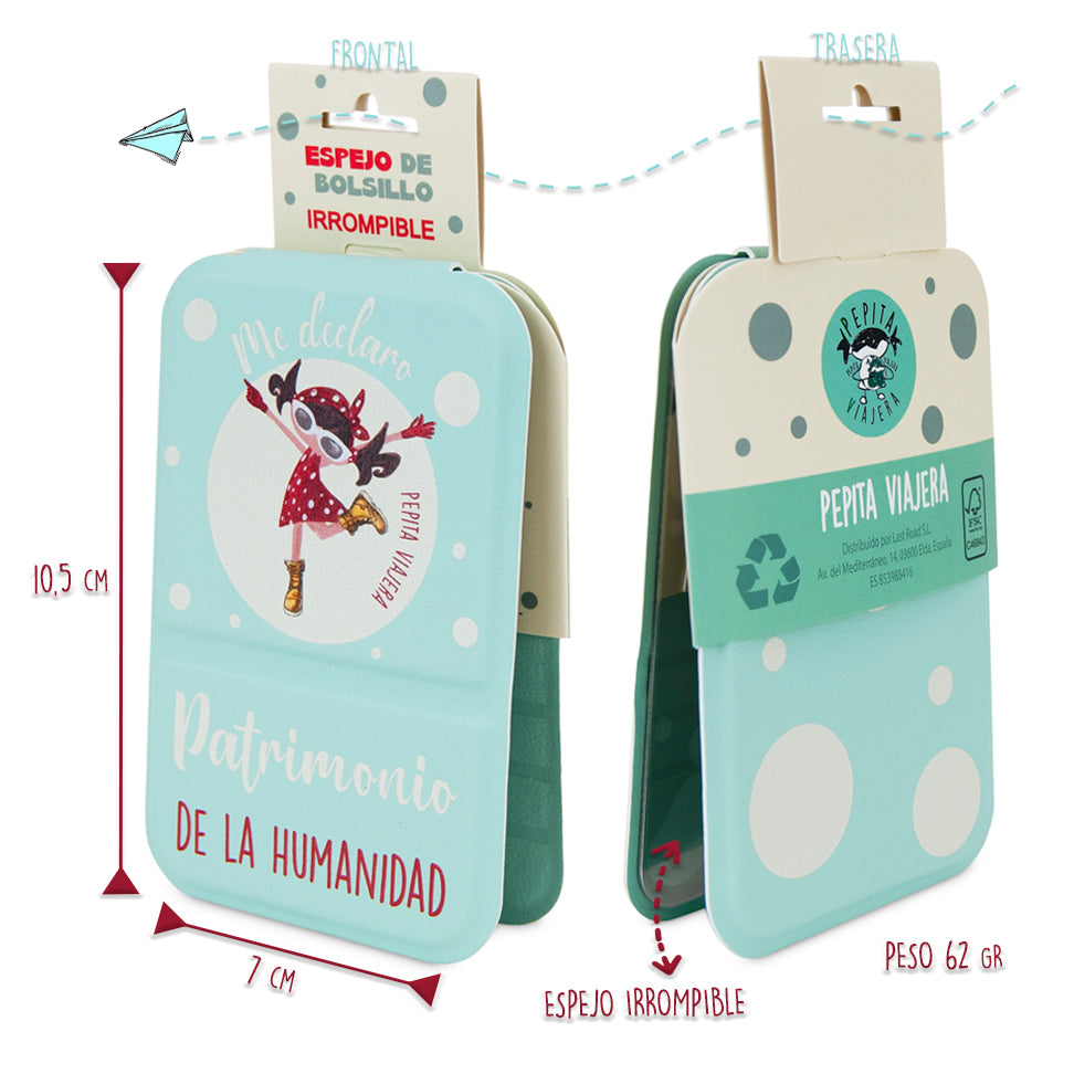 Espejo compacto irrompible de acero inoxidable Patrimonio verde