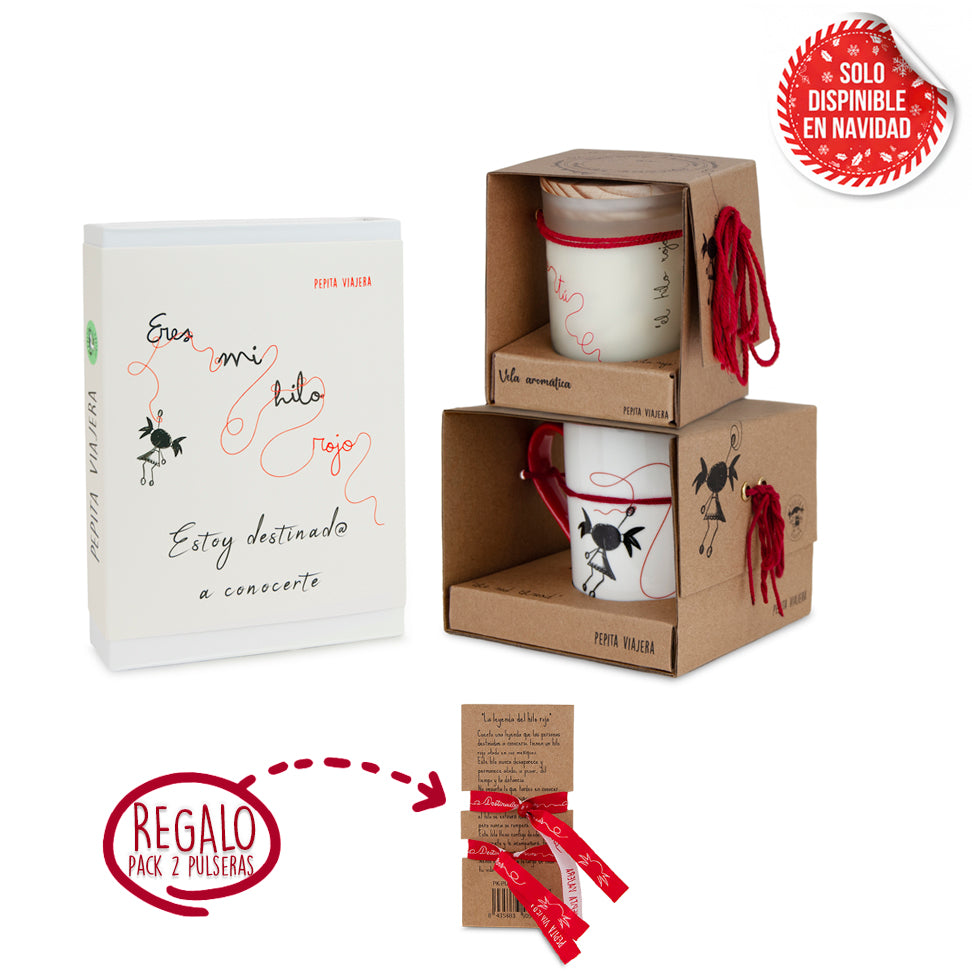Pack Kokoro, con vela,taza y caja de láminas del Hilo Rojo.