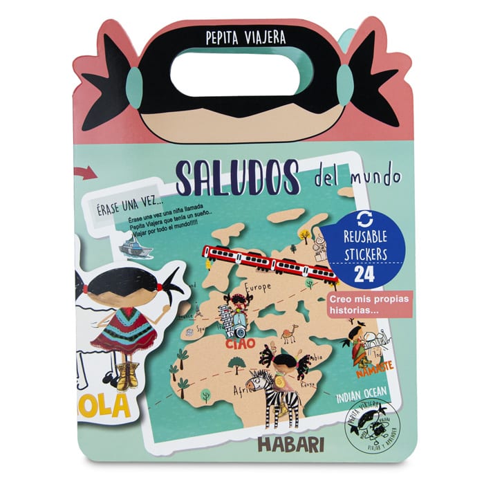 Libro de pegatinas educativo Saludos del Mundo