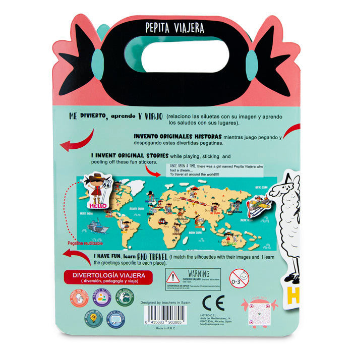 Libro de pegatinas educativo Saludos del Mundo