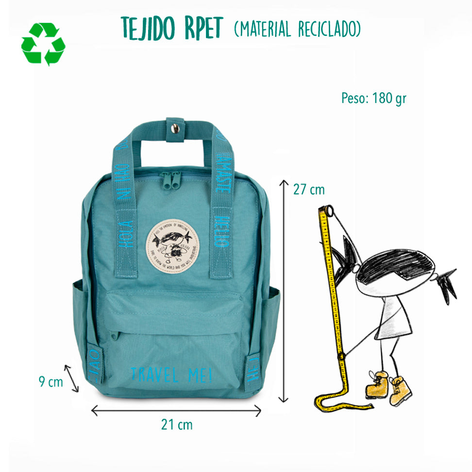 Pack Aguamarina Toptrip Saludos del Mundo- Mochilas + Botella Saludos Aguamarina