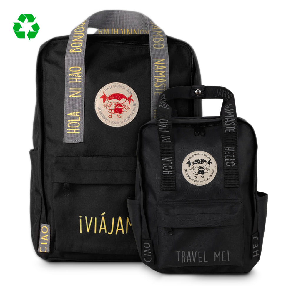 Mochila Mini saludos del mundo Negra