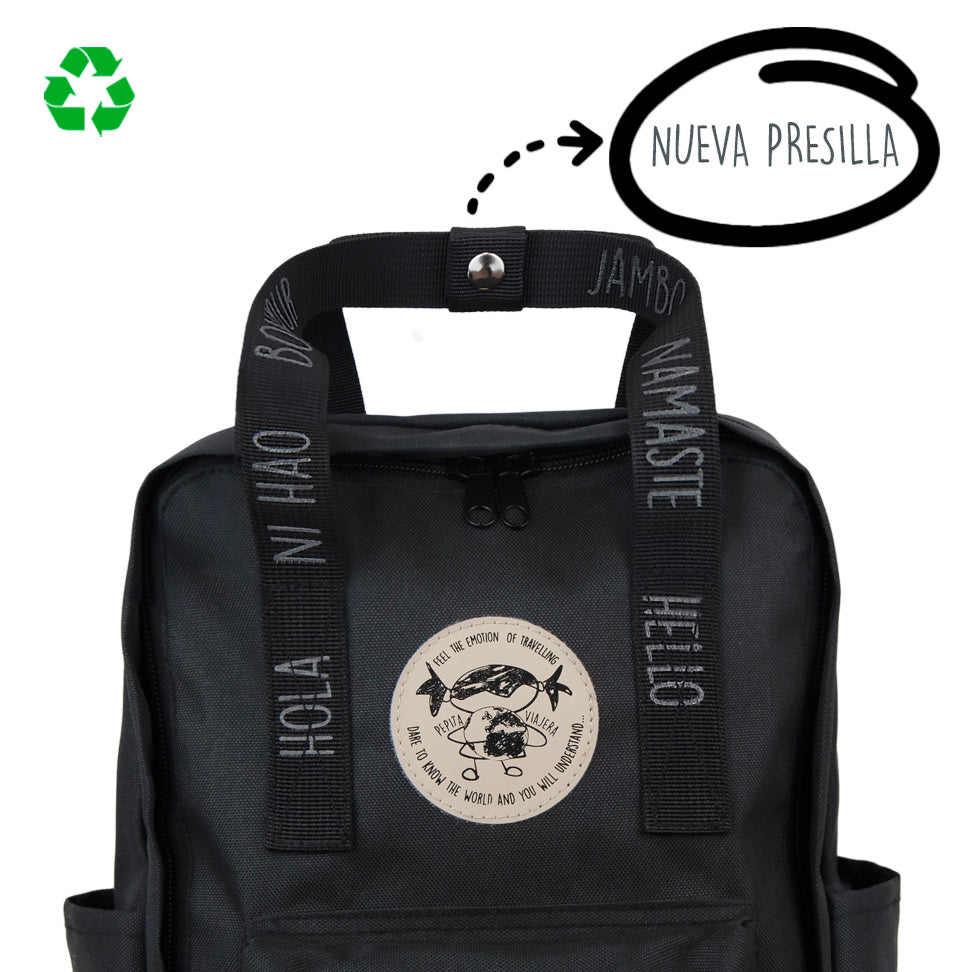 Mochila Mini saludos del mundo Negra