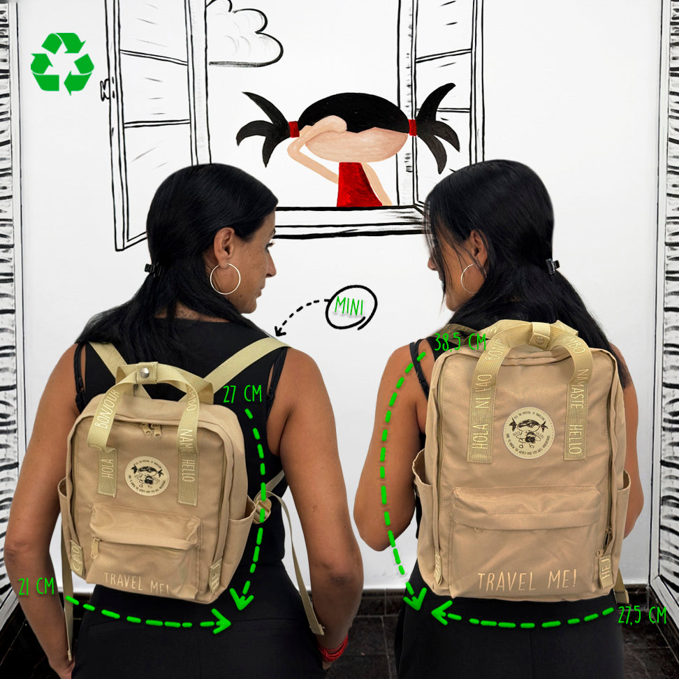 Mochila Mini saludos del mundo Camel