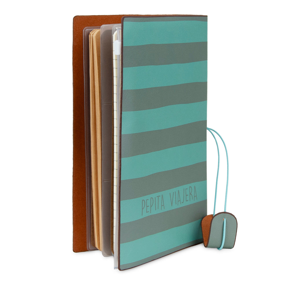 Cuaderno de viaje Saludos del Mundo aguamarina