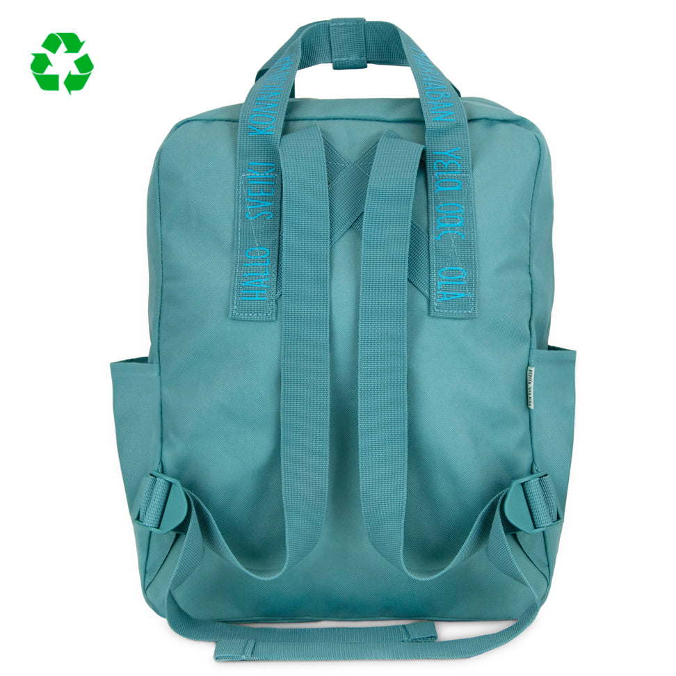 Mochila saludos del mundo Aguamarina