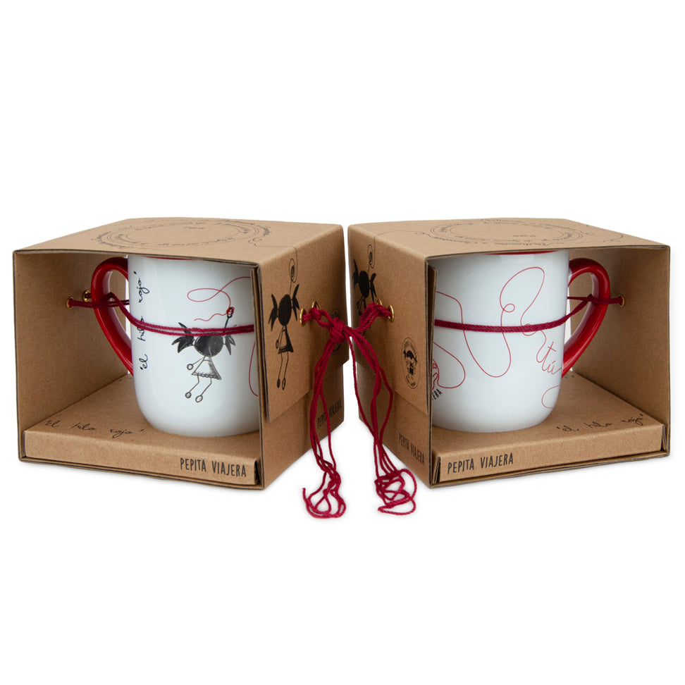Pack dos tazas iguales hilo rojo Enishi