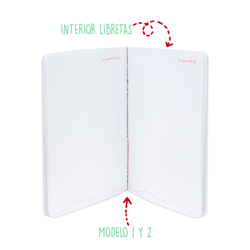 Set 2 libretas bordadas Leyenda del Hilo Rojo , español