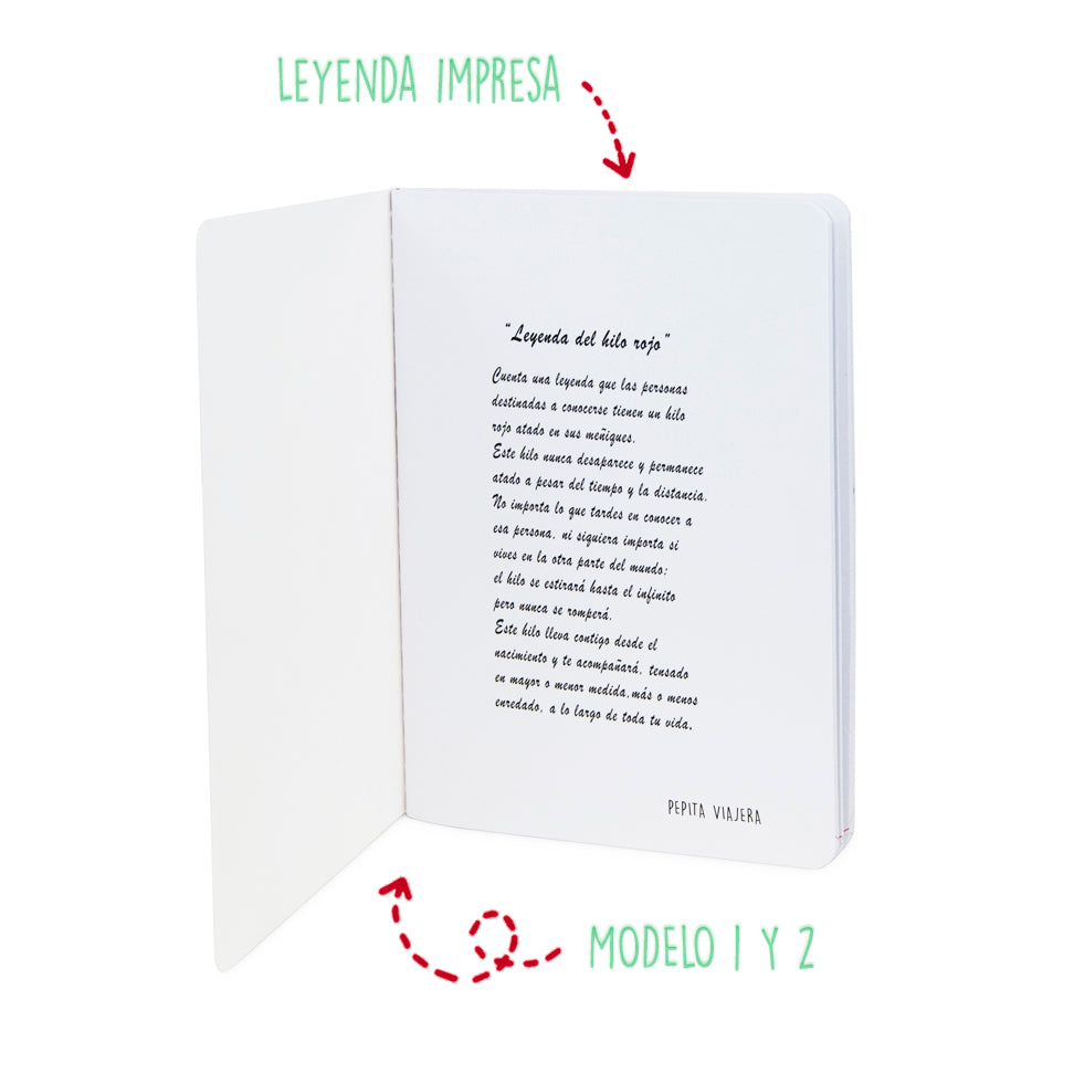 Set 2 libretas bordadas Leyenda del Hilo Rojo , español