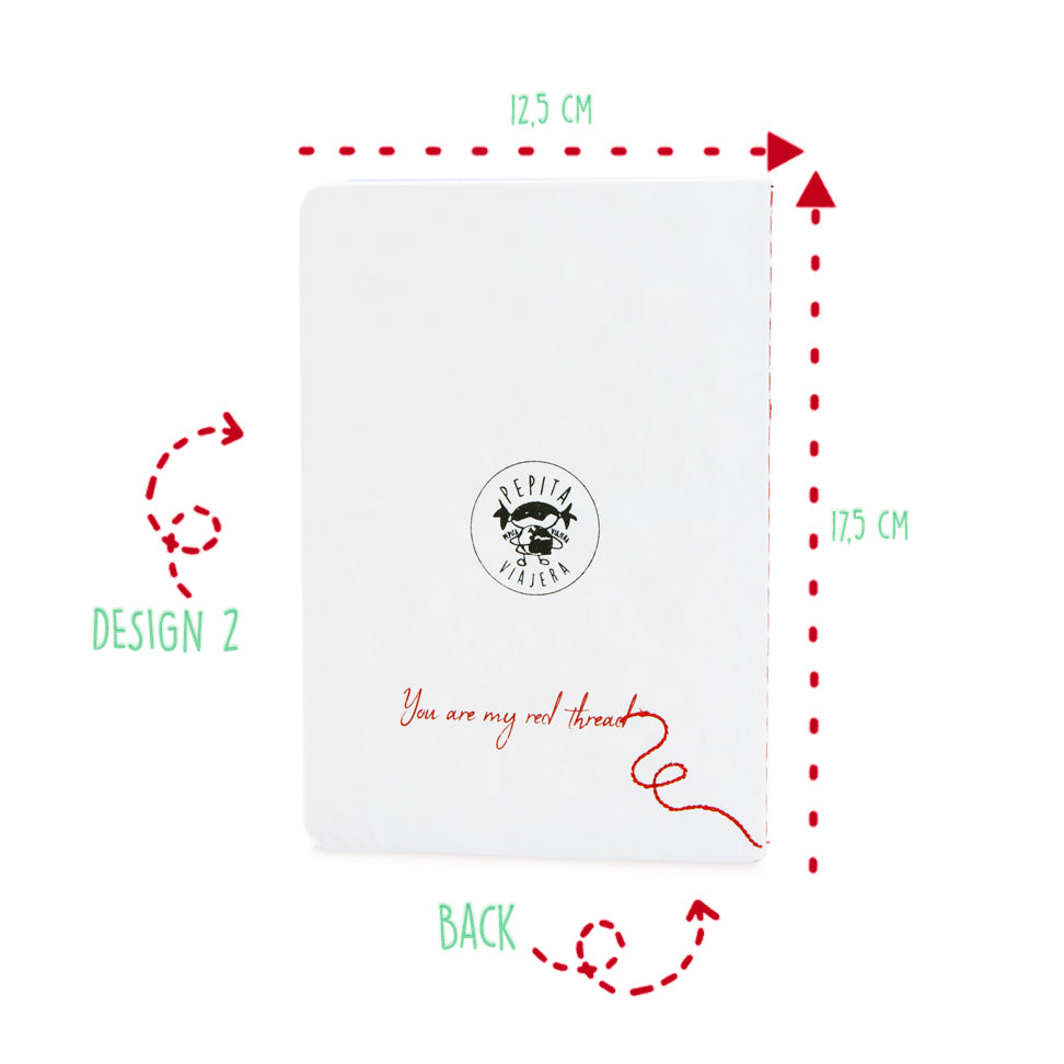 Set 2 libretas bordadas Leyenda del Hilo Rojo en Inglés