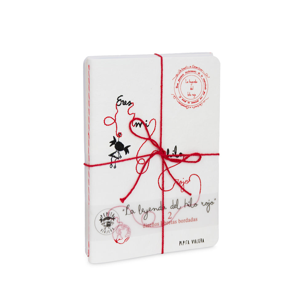 Set 2 libretas bordadas Leyenda del Hilo Rojo , español