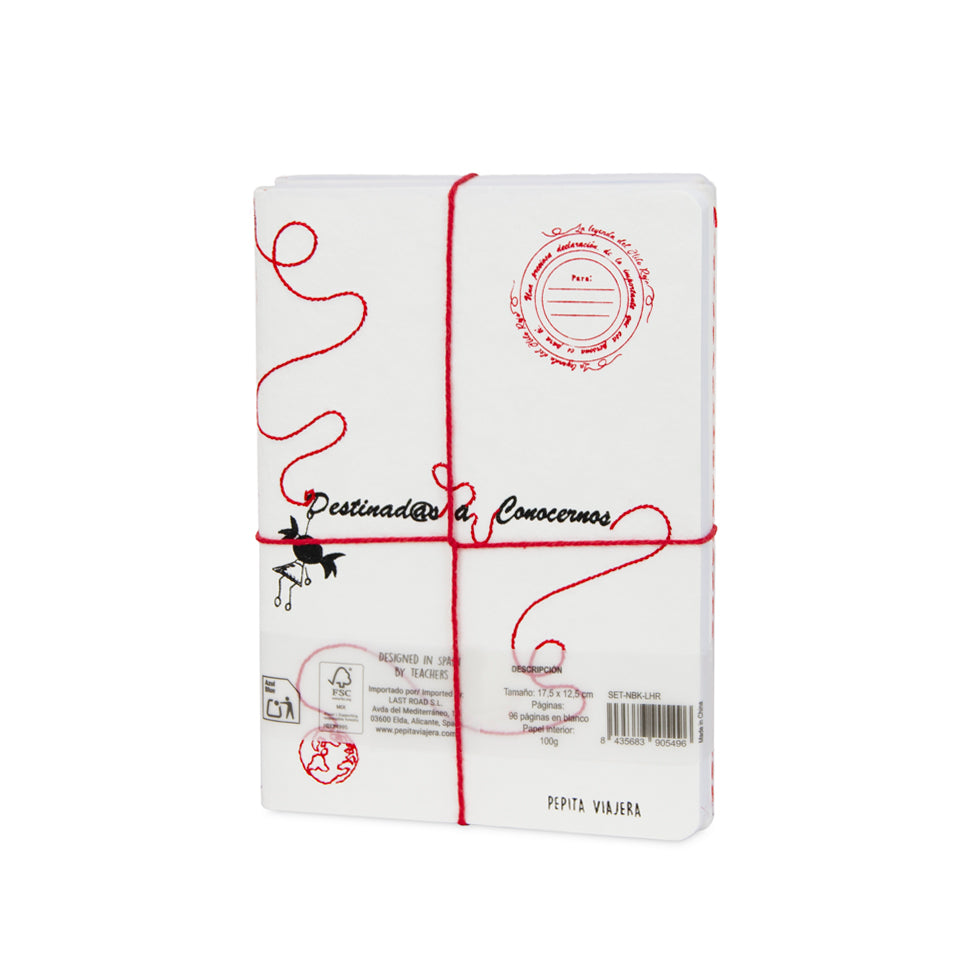Set 2 libretas bordadas Leyenda del Hilo Rojo , español