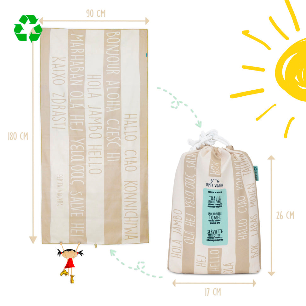 Toalla Saludos del Mundo camel
