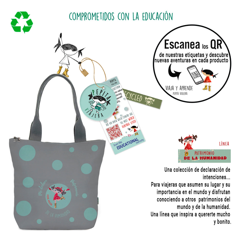 Pack tote, portatodo triple y monedero Patrimonio gris