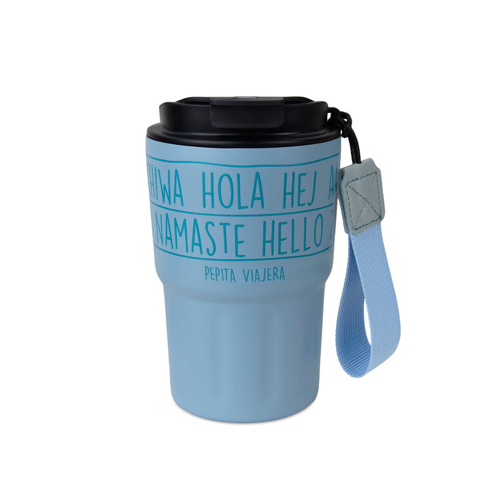Vaso térmico de acero inoxidable Saludos del Mundo Azul