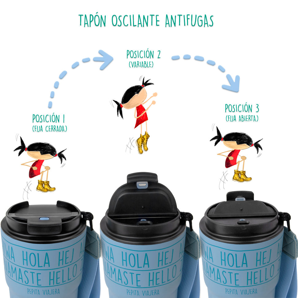 Vaso térmico de acero inoxidable Saludos del Mundo Azul