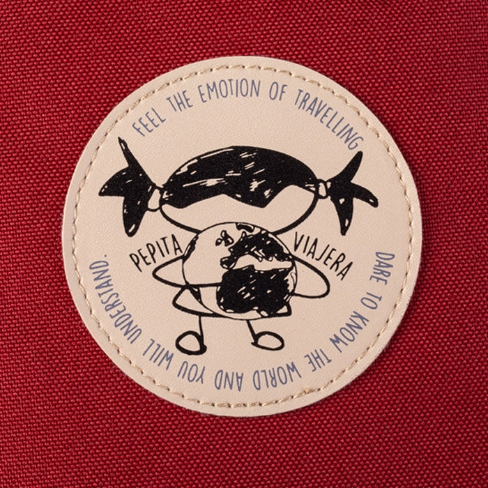 Greetings from the world red backpack - English