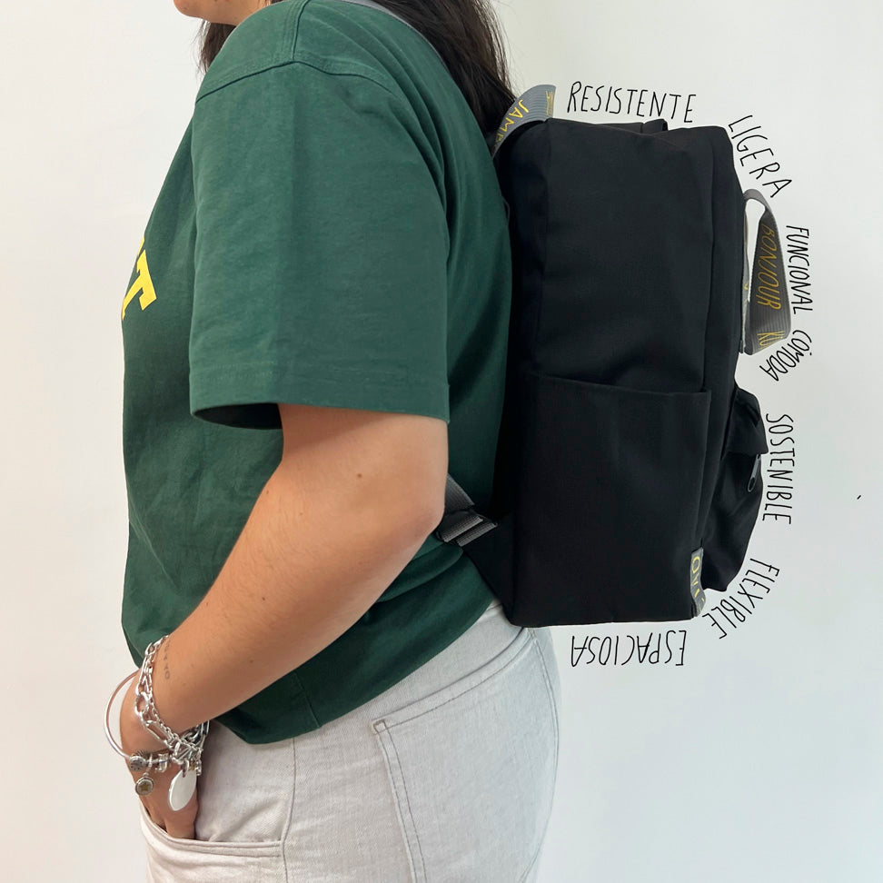 Backpack greetings from the world Travel me! Black - English