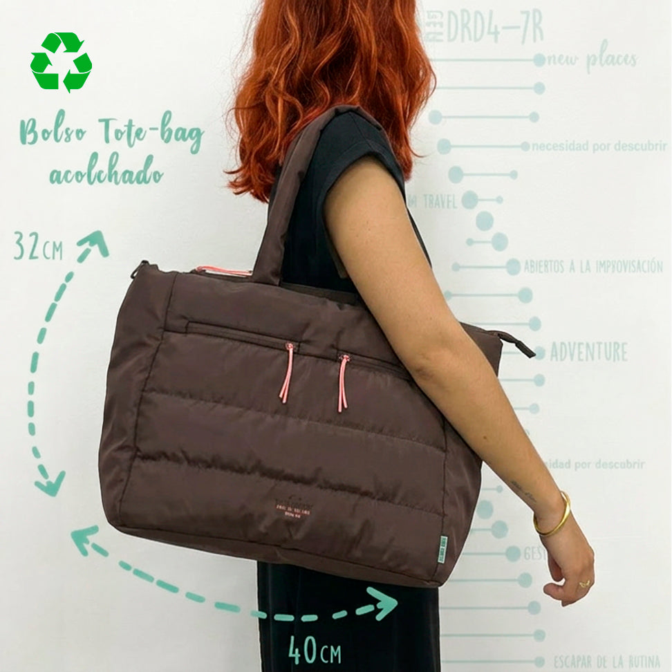 Pack DRD4-7R Marrón Totebag y monedero acolchados