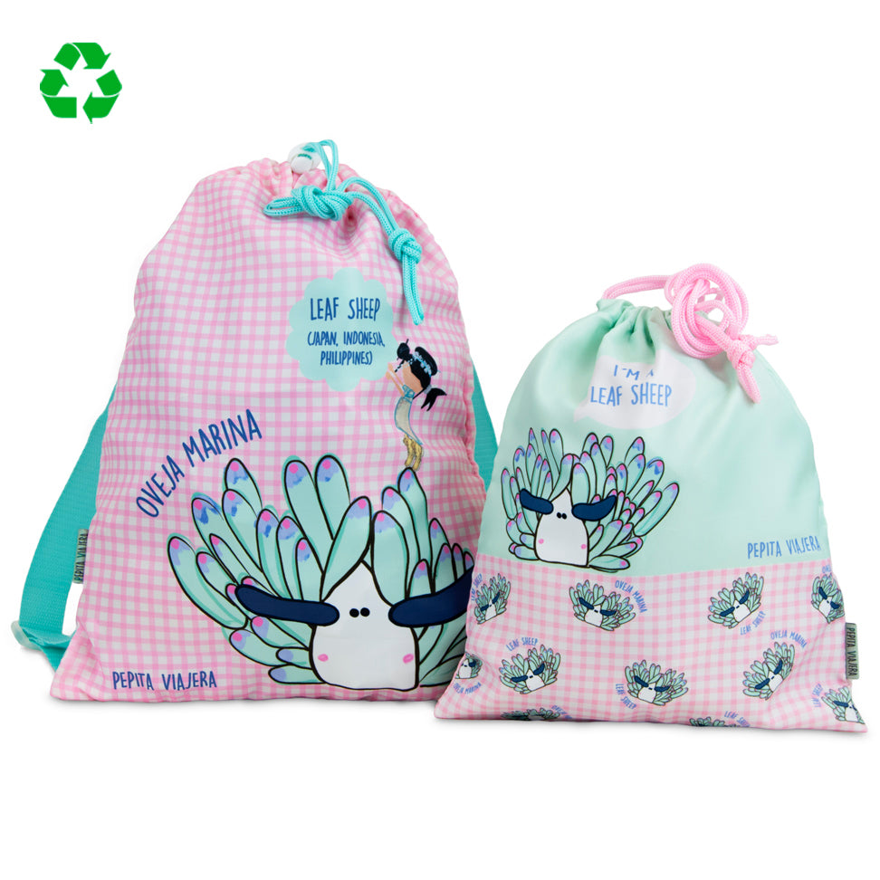 Pack of recycled multipurpose bags and soft backpack Sea Sheep