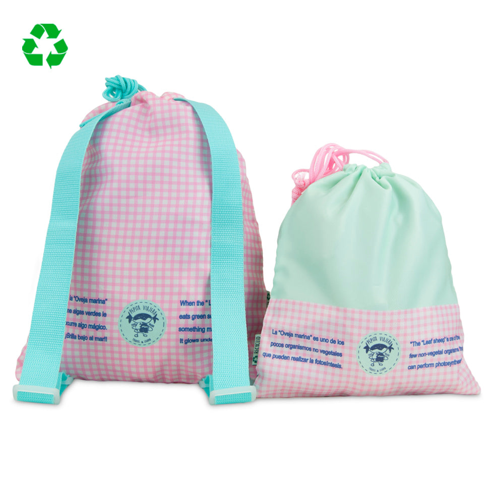 Pack of recycled multipurpose bags and soft backpack Sea Sheep