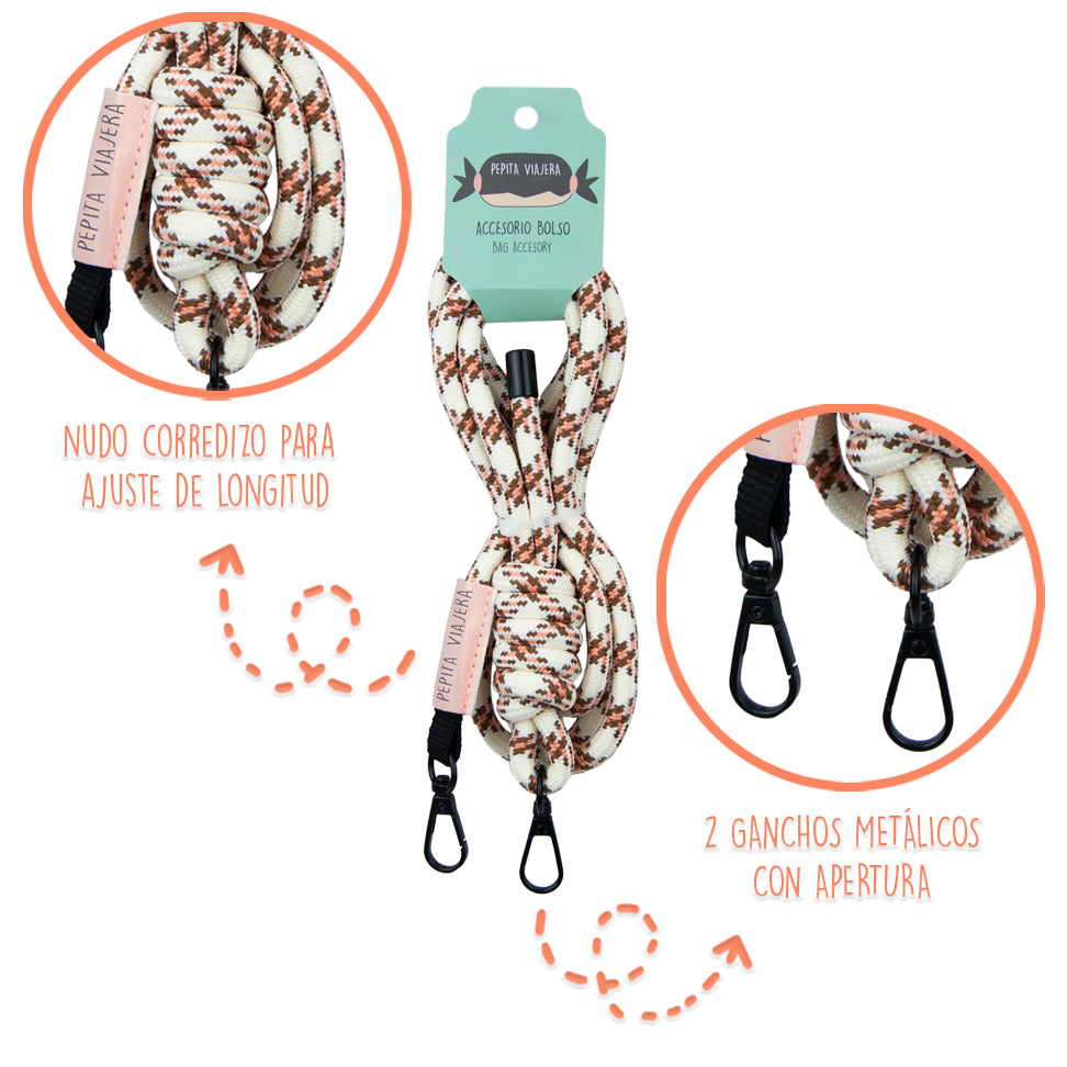 Bandolera cuerda DRD4-7R Melocotón para Bolso de Mano