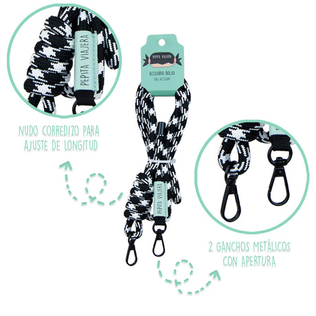 Bandolera cuerda DRD4-7R Negro para Bolso de Mano