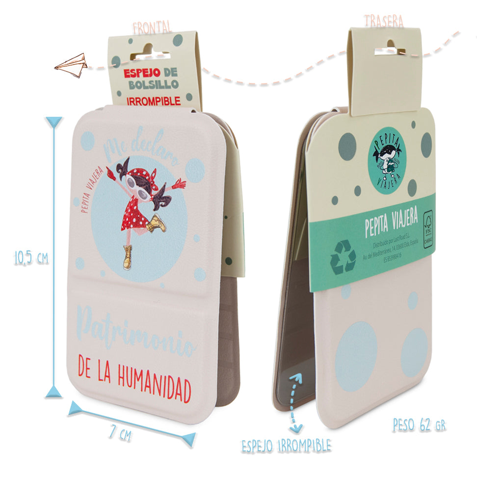 Espejo compacto irrompible de acero inoxidable Patrimonio beige