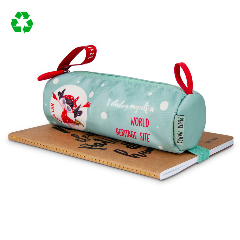 Portatodo redondo Patrimonio de la Humanidad en inglés