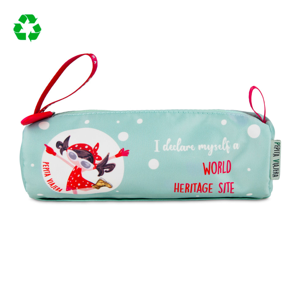 Portatodo redondo Patrimonio de la Humanidad en inglés