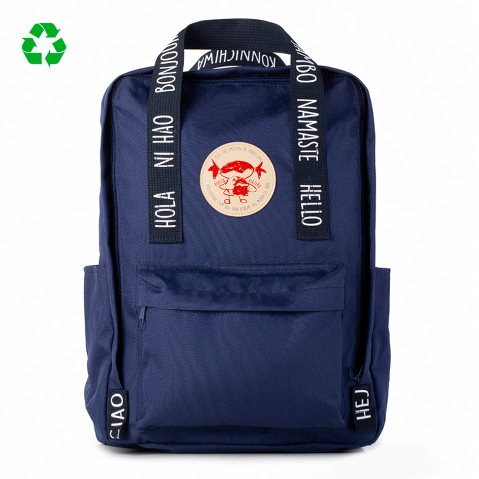 Greetings from the world  blue backpack - English