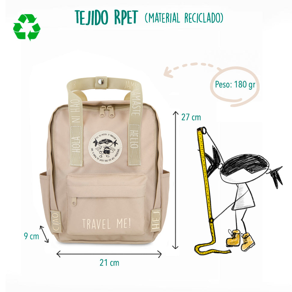 Mochila Mini saludos del mundo Camel