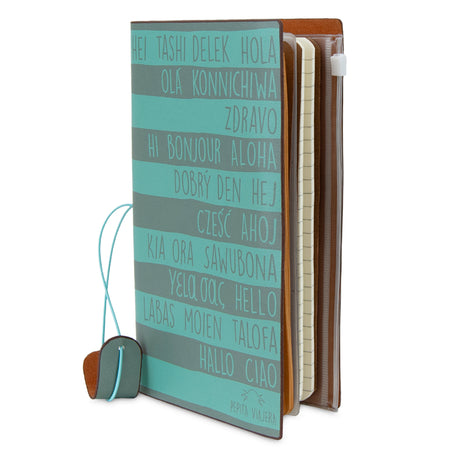Cuaderno de viaje Saludos del Mundo aguamarina
