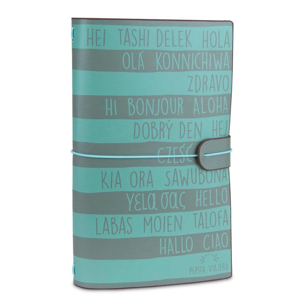 Cuaderno de viaje Saludos del Mundo aguamarina