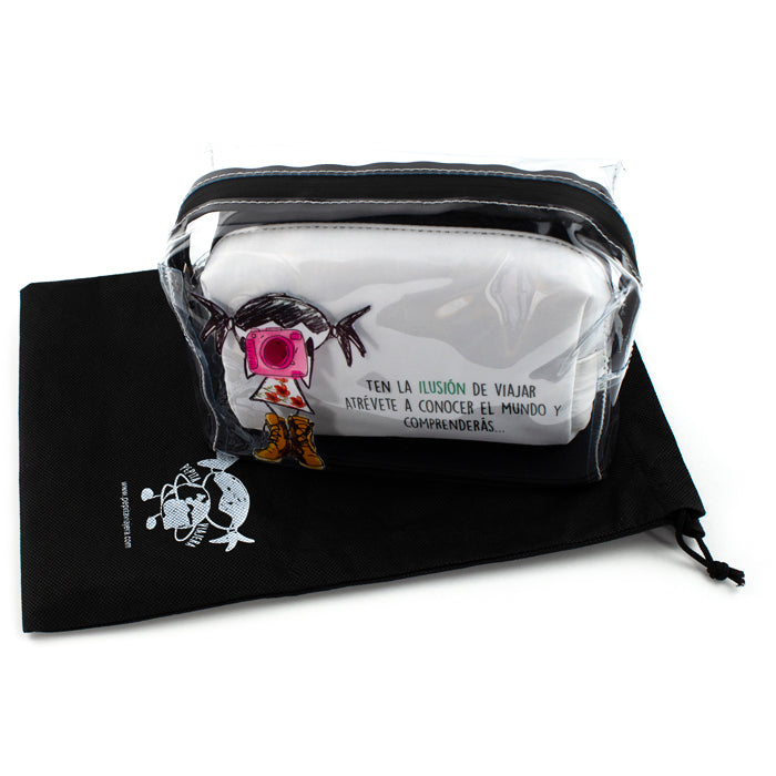 Double Toiletry Bag -  Pepita Viajera Motto