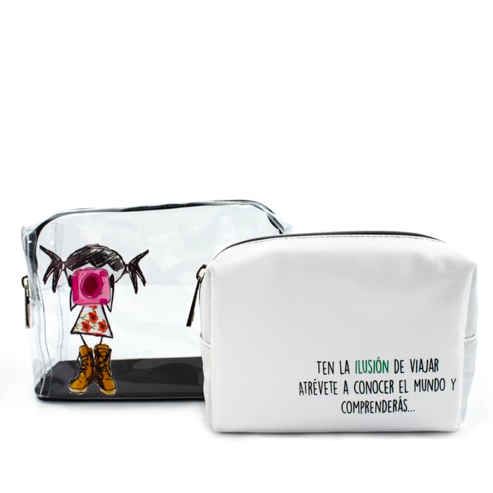 Double Toiletry Bag -  Pepita Viajera Motto