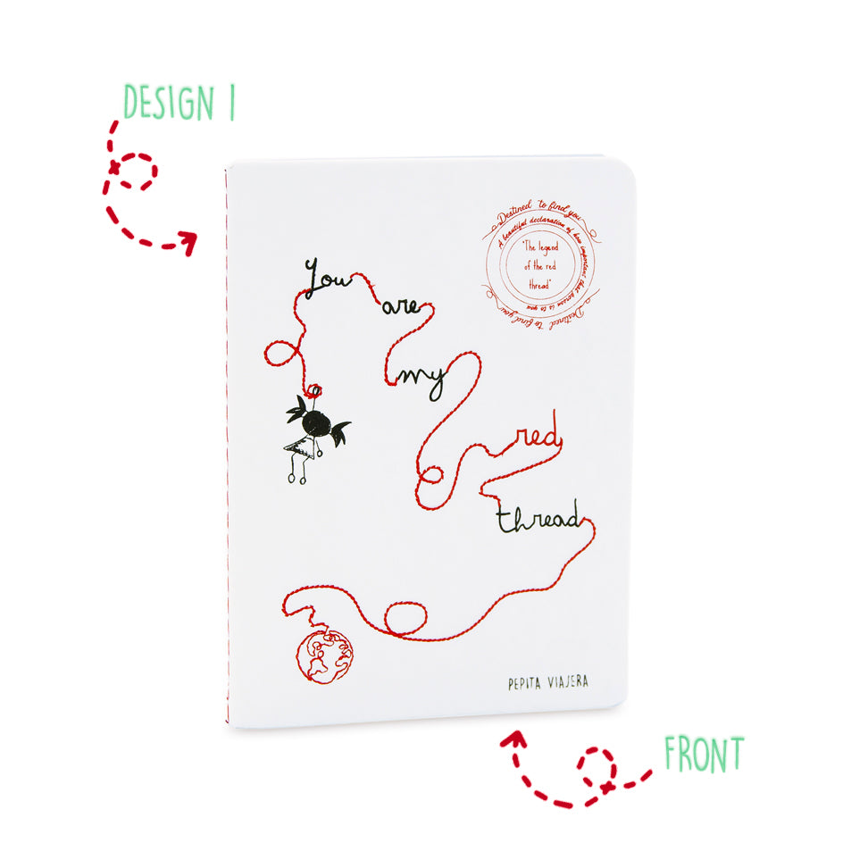 Set 2 libretas bordadas Leyenda del Hilo Rojo en Inglés