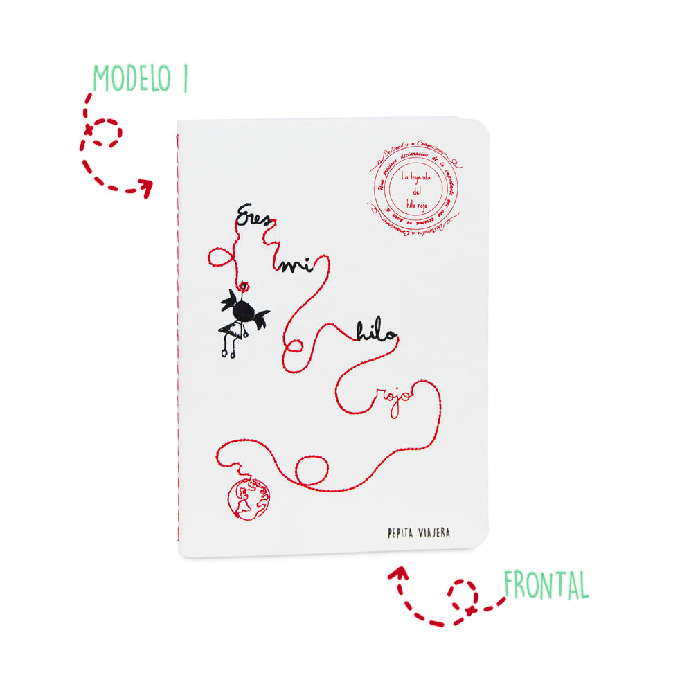 Set 2 libretas bordadas Leyenda del Hilo Rojo , español