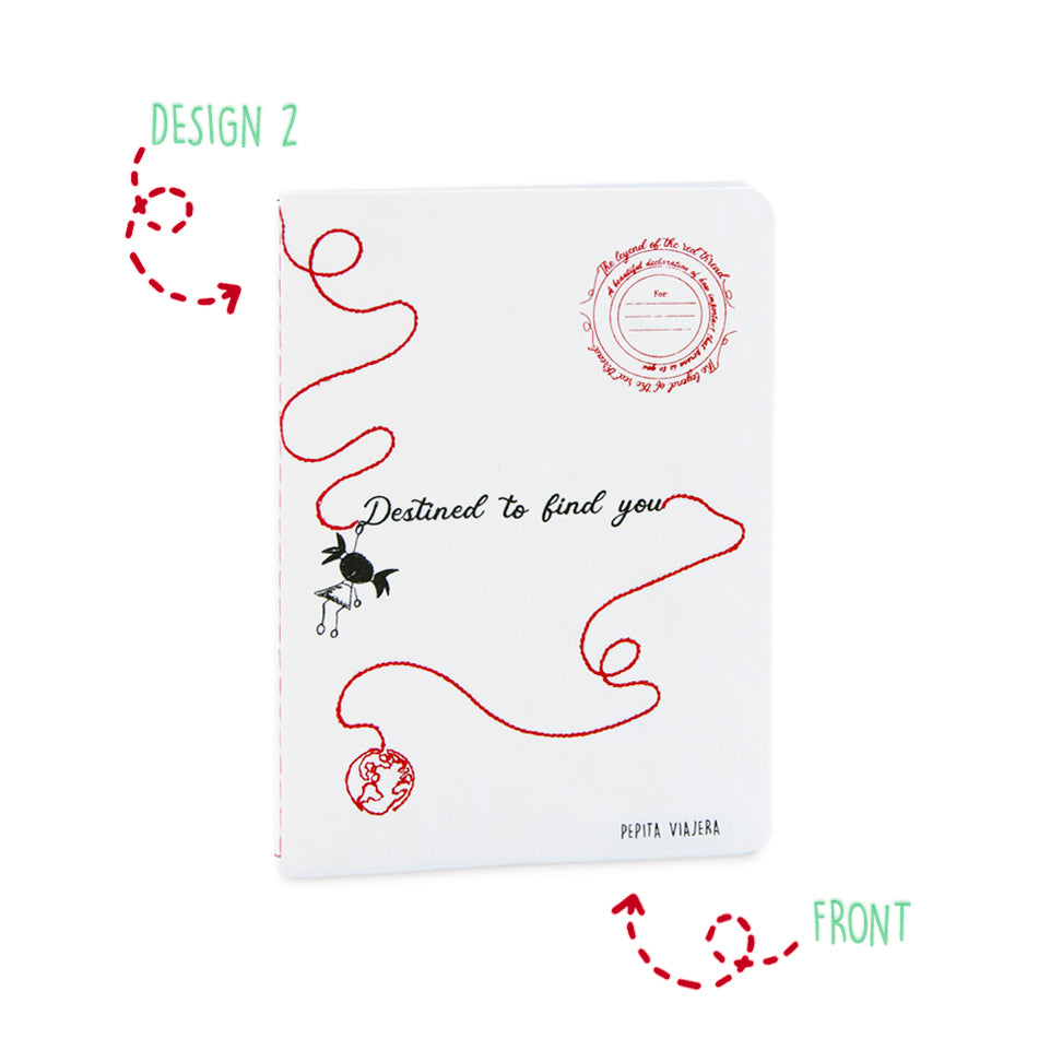 Set 2 libretas bordadas Leyenda del Hilo Rojo en Inglés