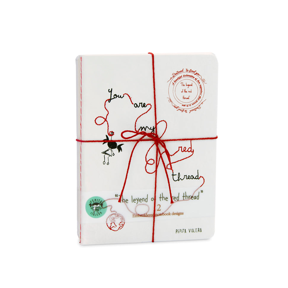 Set 2 libretas bordadas Leyenda del Hilo Rojo en Inglés