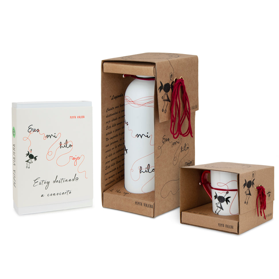 PACK KIZUNA (Botella +Caja regalo deluxe + Taza hilo rojo)