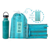 Pack Hello Beach! botella térmica, toalla y neceser Aguamarina